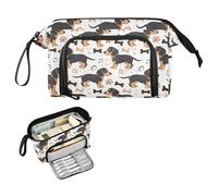 decor gift Duchshund Dog Cute Bones Pencil Pouches Large Capacity Hard Shell Pencil Case with Zipper for Adults High School todo para oficina