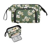 decor gift Elegant Flower dogwoods Gat Olive Green Pencil Box Large Capacity Art Pencil Case with Compartment for Boys Middle School stuche para lapices