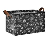 decor gift Evil Black Halloween Bat monsters Black Foldable Cube Storage Bins Baskets Foldable Fabric Storage Cubes Organizer with Handles Bedroom Living Room Home Organization for Makeup Books