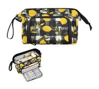 decor gift Fall Lemon Plaid Gingham Black Pencil Case Large Capacity Zippered Pencil Case Multifunctional for Girls School Must Haves caja para guardar lapices