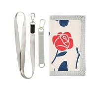 decor gift Fashion Blue Red Rose Flower Butterfly trifold card holder wallet for credit cards pop sturdy card holder wallet with lanyard