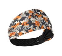 decor gift Fashion Leaf Pattern Orange Black Moisture Wicking womens headbands Stretchy wide head bands for women's hair for washing face washing face washing face bandas para el cabello de mujer