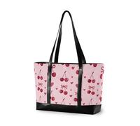 decor gift fashion work totes for women with zipper Festive Holiday Cookie Snowflakes for women work with tablet, Pink Bows Cherry Cute Girl