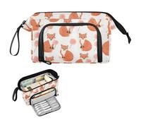 decor gift Feral Fox Lollipop Off White Orange Pen Case Large Capacity Zippered Pencil Case Portable for Preppy Preppy School cartucheras para lapices