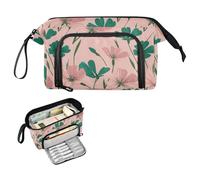 decor gift Flax Flower Pastel Pink Emerald Green Pencil Box Large Capacity Hard Shell Pencil Case with Handle for Preppy Kindergarten caja para lapices