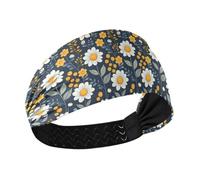 decor gift Floral Chamomile Pattern Dark Blue no slip fashion headbands Stretchy head bands for women for Daily use Daily use Daily use diademas para el cabello