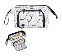 decor gift Golf Ball Pattern White and Blue Pencil Box Large Capacity Zip Pencil Case Portable for Nurse Cosmetics estuche para lapices nina