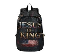 decor gift Gothic Jesus Is King Backpack For School Sleek Work Bag Personal Item Travel Bag for Travel Business Casual or College mochila de viaje para mujer
