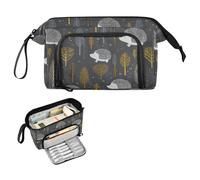 decor gift Grassland Porcupine forests Gray Pencil Box Large Capacity Zippered Pencil Case Portable for Adolescentes School Supply caja para guardar lapices