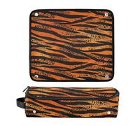 decor gift Hair Tool Travel Bag and Heat Resistant Mat Large Capacity Hair Tool Organizer for Flat Irons, Straighteners, Curling Irons Tigers Fur Print Black and Orange Travel Bag for Women mat para