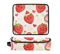 decor gift Hair Tool Travel Bag and Heat Resistant Mat with Zipper Double-Layer Travel Carrying Case for Hot Tools Curling Iron Flat Irons Hair Volumizer Styler Merry Christmas Red Strawberry Women