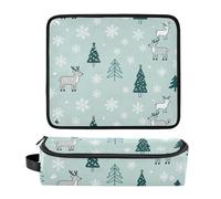 decor gift Hair Tools Travel Bag with Heat Resistant Pad Removable Hair Styling Accessories Organizer for Flat Iron Hot Tools and Haircare Accessories Merry Christmas Simpline Reindeers Green Travel