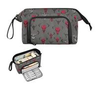 decor gift Indian Crazy Buffalo Skulls Gray Pencil Box Large Capacity Bag With Zipper with Handle for Adolescentes Kindergarten lapicera para ninas