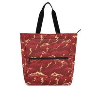 decor gift Kids Cute Tote Bags for Kids Adults Ocean Thunder Red Gold Water-resistant Reusable Book Bag Grocery Bag with Zipper for School Shopping Grocery