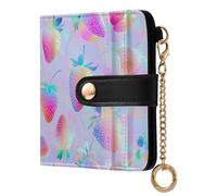 decor gift Ladies Classic Foldable Wallet Hologram Strawberry Neon Convenient Everyday PU Leather Wallet for Women Girls