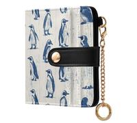 decor gift Ladies Classic Foldable Wallet Wooden Penguin Blu Ray Off White Waterproof Premium PU Leather Wallet for Men Women Travel