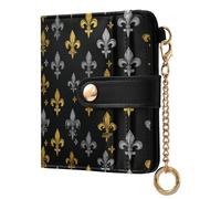 decor gift Ladies Cute Foldable Wallet Carnival Fleur-de-lis Gold and Silver Fancy Premium PU Leather Wallet for Woman Girl
