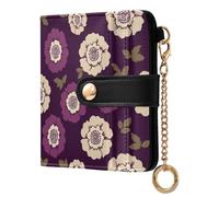 decor gift Ladies Folding Coin Wallet England Tudor Rose Khaki Purple Portable Minimalist PU Leather Wallet for Women Girls