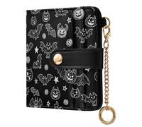 decor gift Ladies Folding Coin Wallet Evil Black Halloween Bat monsters Black Cute Premium PU Leather Wallet for Woman Girl