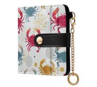 decor gift Ladies Folding Coin Wallet Naughty Woods Crab White Portable PU Leather Bifold Wallet for Women Girls
