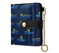 decor gift Ladies Lightweight Foldable Wallet Blue Alligators Crown Waterproof Premium PU Leather Wallet for Women