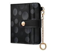decor gift Ladies Lightweight Foldable Wallet Grey Round Black Pattern Portable PU Leather Card Wallet for Woman Girl