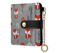 decor gift Ladies Lightweight Foldable Wallet Hoho Style Crazy Snowfall Fox Fancy PU Leather Bifold Wallet for Women Boys Girls