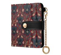 decor gift Ladies Premium Foldable Wallet Belize Black Orchid William Morris Pattern Waterproof PU Leather Bifold Wallet for Girls Women Ladies