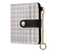 decor gift Ladies Premium Foldable Wallet Grey Checkered Pattern Convenient PU Leather Folding Wallet for Woman Girl