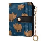 decor gift Ladies PU Leather Bifold Wallet Trendy Style Wooden Rhino Blu Ray Waterproof Minimalist PU Leather Wallet for Women