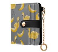 decor gift Ladies Slim Foldable Wallet Childish Emu Bananas Yellow and Gray Portable Everyday PU Leather Wallet for Men Women Travel