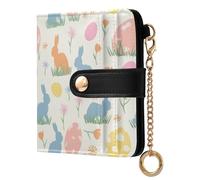 decor gift Ladies Slim Foldable Wallet Easter Bunny Silhouette Pastel Cute PU Leather Bifold Wallet for Men Women Travel