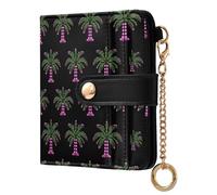 decor gift Ladies Slim Foldable Wallet Gothic Style Palm Tree Pearl Black Convenient PU Leather Folding Wallet for Women Girls