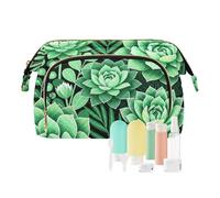 decor gift Large Cosmetic Bags Essentials Succulent Plant Botanical Green Floral (longword) Women's Coin Purse Wallet for Travel Bathroom