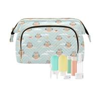 decor gift Make Up Bags Essentials Cute Cartoon Beach Owl Aqua (longword) Women Cash Wallet for Large Cosmetic
