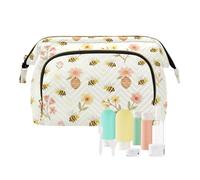 decor gift Makeup Bag Essentials Watercolor Bee Hive Flower Cosmetic Bags For Purse for Travel Accessories monedero chico para monedas