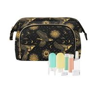 decor gift Makeup Organizer Bag Essentials Wild Falcon Sun Black Gold (longword) Women's Coin Purse Wallet for Travel Cosmetic