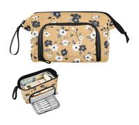 decor gift Minimalist White Flower Brown Pencil Case Organizer Large Capacity School Must Haves with Compartment for Teen Girls College estuche para lapices mujer