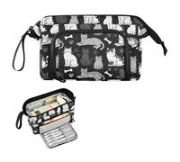 decor gift Naughty Cat Black and White Pencil Pouches Large Capacity Extra Large Pencil Case with Slot for Teacher High School cartuchera para lapices de nina