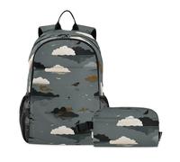 decor gift Nile Sparrow Cloud Island Gray Book Bags For Boys With Lunch Bag Backpack With Lunch Box For Boys age 8-10 years old mochila para ni?os
