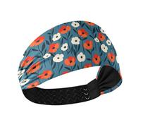 decor gift Orange White Flowers Blue Background no slip sweat bands headbands for women Elastic wide head bands for women's hair for hiking hiking hiking accesorios para cabello de mujer