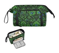 decor gift Paisley Fluorescent Green Flower Pen Case Large Capacity Pencil Case Holder with Handle for College Student Preppy School cartuchera pequena para lapices