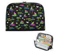 decor gift Pencil Bags Large Capacity Happy Birthday Neon Green Seagull Boat Coconut Tree Makeup Bag With Compartment for Nurse School Supply lapicera para ninos