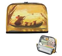 decor gift Pencil Bags Large Capacity Warm Rats Boat Scene Make Up Bag Soft for Teacher Preppy School Supplies estuche para lapices