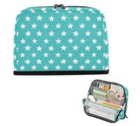 decor gift Pencil Box Large Capacity Turquoise Stars White Storage Bag durables for Man Middle School bolsa para lapices de ninas