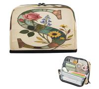 decor gift Pencil Carrying Case Large Capacity Glass Flower Letter S Makeup Bag Large for Teacher School Must Haves bolsas para eramientas