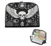 decor gift Pencil Carrying Case Large Capacity Gothic Skull Sun Black and White Pen Case Organizer High Capacity for Teen Girls Travel cartucheras para mujer