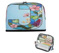 decor gift Pencil Case Box Large Capacity Glass Flower Letter J Pen Pencil Case With Compartment for Man School Supply cartucheras para adolescentes