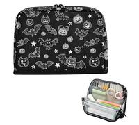 decor gift Pencil Case Holder Large Capacity Evil Black Halloween Bat monsters Black Stationery Bag With Slot for Teacher High School Supplies cartucheras escolares para lapices