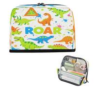 decor gift Pencil Case Large Capacity Cartoon Roaring Dino Fluorescent Blue Green White Pen Bags Slim for Women Travel cartucheras para ninos